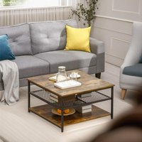 Rafaelo Mobilia Industrial 3 Tier Rustic Coffee Table Living Room Furniture in Brown