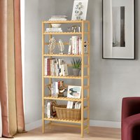 Rafaelo Mobilia 6 Tier Bamboo Storage Rack With Adjustable Shelves in Brown