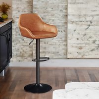 Rafaelo Mobilia 2PC Height Adjustable 360 Faux Leather Swivel Barstools Set Brown