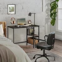 Rafaelo Mobilia Industrial Rustic Computer Desk With 2 Shelves in Black