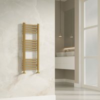Banyetti Aureli Brushed Brass Ladder Towel Rail Radiator - 800mm x 300mm in Gold