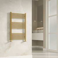 Banyetti Aureli Brushed Brass Ladder Towel Rail Radiator - 800mm x 500mm in Gold