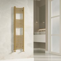 Banyetti Aureli Brushed Brass Ladder Towel Rail Radiator - 1200mm x 300mm in Gold