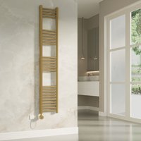Banyetti Aureli Brushed Brass Electric Ladder Towel Rail Radiator - 1600mm x 300mm in Gold