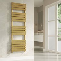 Banyetti Luxe Brushed Brass Flat Tube Towel Radiator - 1600mm x 500mm in Gold
