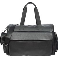 House of Leather Men's Real Leather Holdall Large Size Travel Weekend Organiser Bag Tunis Black