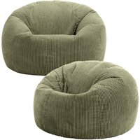 icon Kingston Classic Beanbag, Corduroy, Sage Green (2-Pack)