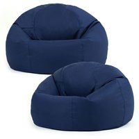 icon Classic Indoor Outdoor Bean Bag Khaki Bean Bag Chair Pack of 2 in Navy