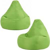 icon Recliner Indoor Outdoor Navy Blue Bean Bag Chair Pack of 2 in Lime