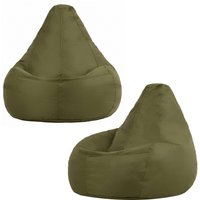 icon Recliner Indoor Outdoor Navy Blue Bean Bag Chair Pack of 2 in Khaki
