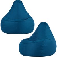 icon Recliner Indoor Outdoor Navy Blue Bean Bag Chair Pack of 2 in Teal