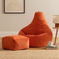 icon Gaming Bean Bag Recliner & Footstool, Corduroy in Terracotta | Size: Medium