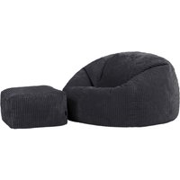 icon Kingston XL Jumbo Cord Classic Dome Bean Bag & Footstool in Charcoal | Size: Extra Large