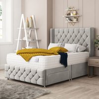 Bed Choices Elena Upholstered Divan Bed With 2 drawers, Mattress & 26" Headboard in Silver | Size: Single