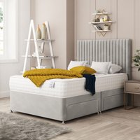 Bed Choices Manhattan Upholstered Divan Bed With 2 drawers, Mattress & Headboard in Silver | Size: Small Double