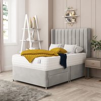 Bed Choices Regent Upholstered Divan Bed With 2 drawers, Mattress & Headboard in Silver | Size: King