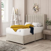Bed Choices Regent Upholstered Divan Bed With 2 drawers, Mattress & Headboard in Cream | Size: Double