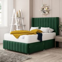 Bed Choices Brisbane Upholstered Divan Bed 2 drawers, Mattress & 54" Headboard in Emerald | Size: King