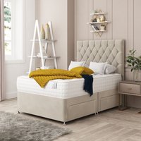 Bed Choices Monaco Upholstered Divan Bed With 2 drawers, Mattress & Headboard in Cream | Size: Double