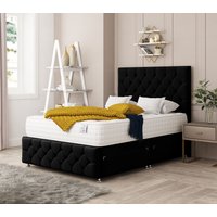 Bed Choices Regency Upholstered Divan Bed With 4 drawers, Mattress & 26" Headboard in Black | Size: King
