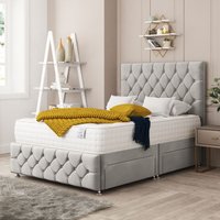 Bed Choices Regency Bed Set No drawer - Includes Mattress & Headboard - Plush Velvet in Silver | Size: Single