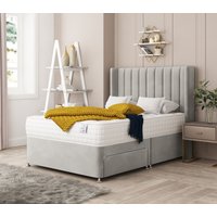 Bed Choices Regent Bed Set No drawer - Includes Mattress & Headboard - Plush Velvet in Silver | Size: King