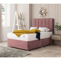 Bed Choices Herringbone Upholstered Divan Bed With 4 drawers, Mattress & 54" Headboard in Pink | Size: King