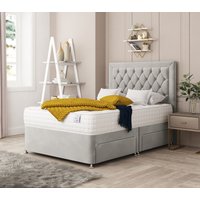 Bed Choices Montana Upholstered Divan Bed With 4 drawers, Mattress & 26" Headboard in Silver | Size: Small Double