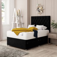 Bed Choices Monaco Upholstered Divan Bed With 4 drawers, Mattress & 26" Headboard in Black | Size: Double