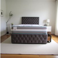 Knight Sleep Delaware Plush Bed With Mattress, 4 Drawers, Headboard & 12" Footboard in Grey | Size: King