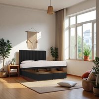 Knight Sleep Emily End Opening Ottoman & Mattress + 24" Headboard in Black | Size: King