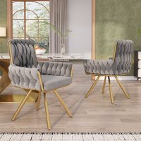 AKA Set of 2 Velvet Dining Chair Armchair Leisure Swivel Chair in Grey
