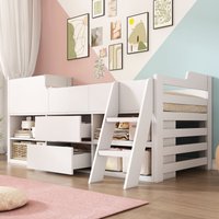 Single Wooden Cabin Bed Drawers & Shelves