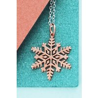 Otis Jaxon London Women's Snowflake Sterling Silver Christmas Pendant in Rose Gold