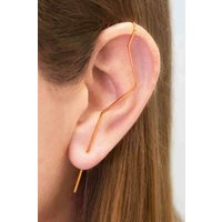 Otis Jaxon London Women's Single Sterling Silver Zig Zag Minimalist Ear Climber Earring in Rose Gold | Size: Medium