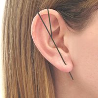 Otis Jaxon London Women's Single Sterling Silver Bar Ear Cuff Earrings in Black | Size: Medium