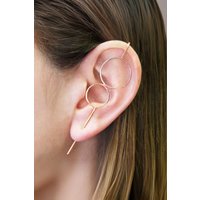 Otis Jaxon London Women's Single Sterling Silver Double Circle Ear Cuff Earring in Rose Gold | Size: Medium