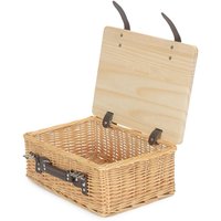 Red Hamper 51cm Buff Willow Empty Picnic Basket with Pinewood Lid in Brown | Size: Medium