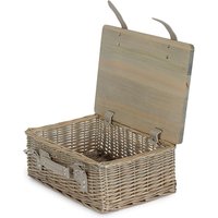 Red Hamper Antique Wash Empty Picnic Basket with Pinewood Lid in Brown | Size: Large