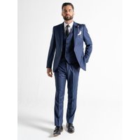 Chelsea Royal Blue Plum Pinstripe Three Piece Suit 38R