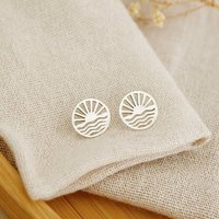 Orsa May Women's Sterling Silver Sunshine & Wave Stud Earrings