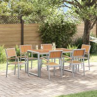 Berkfield Home 7 Piece Garden Dining Set Solid Wood Acacia & Metal in Grey