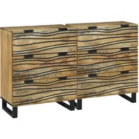 Berkfield Home Sideboards with Drawer with Storage 2 pcs Brown Medium Solid mango wood