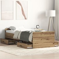 Berkfield Home Bed Frame without Mattress Artisan Oak 75x190 cm Engineered Wood in Beige