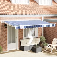 Berkfield Home Retractable Awning Manual Blue & White 350x200 cm