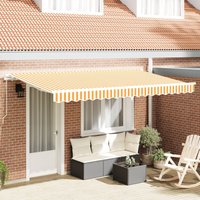 Berkfield Home Retractable Awning Manual Yellow & White 4x2 m