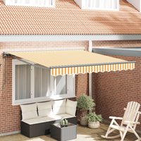 Berkfield Home Retractable Awning Manual Yellow & White 300x250 cm in Orange