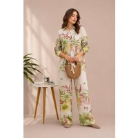 Floral Print Co Ord Set Relaxed Shirt & Wide Leg Trousers