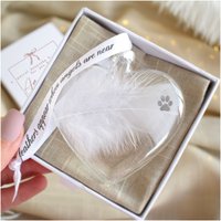 Amaya Rose Ltd PAW Print In Memory of Feather Heart Bauble Gift Boxed in Clear