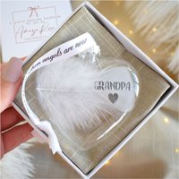 Amaya Rose Ltd In Memory of GRANDPA Feather Heart Bauble Gift Boxed in Clear